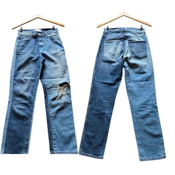 Revice Denim Patchwork Style High Waisted Straight Leg Jeans Size 26 - Picture 1 of 6